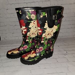 Sakroots Floral Knee High Rubber  Rain Boots Size 6